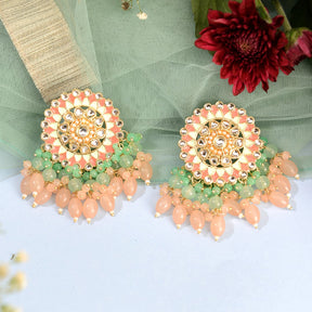 Laida Pink and Green Stud Earrings