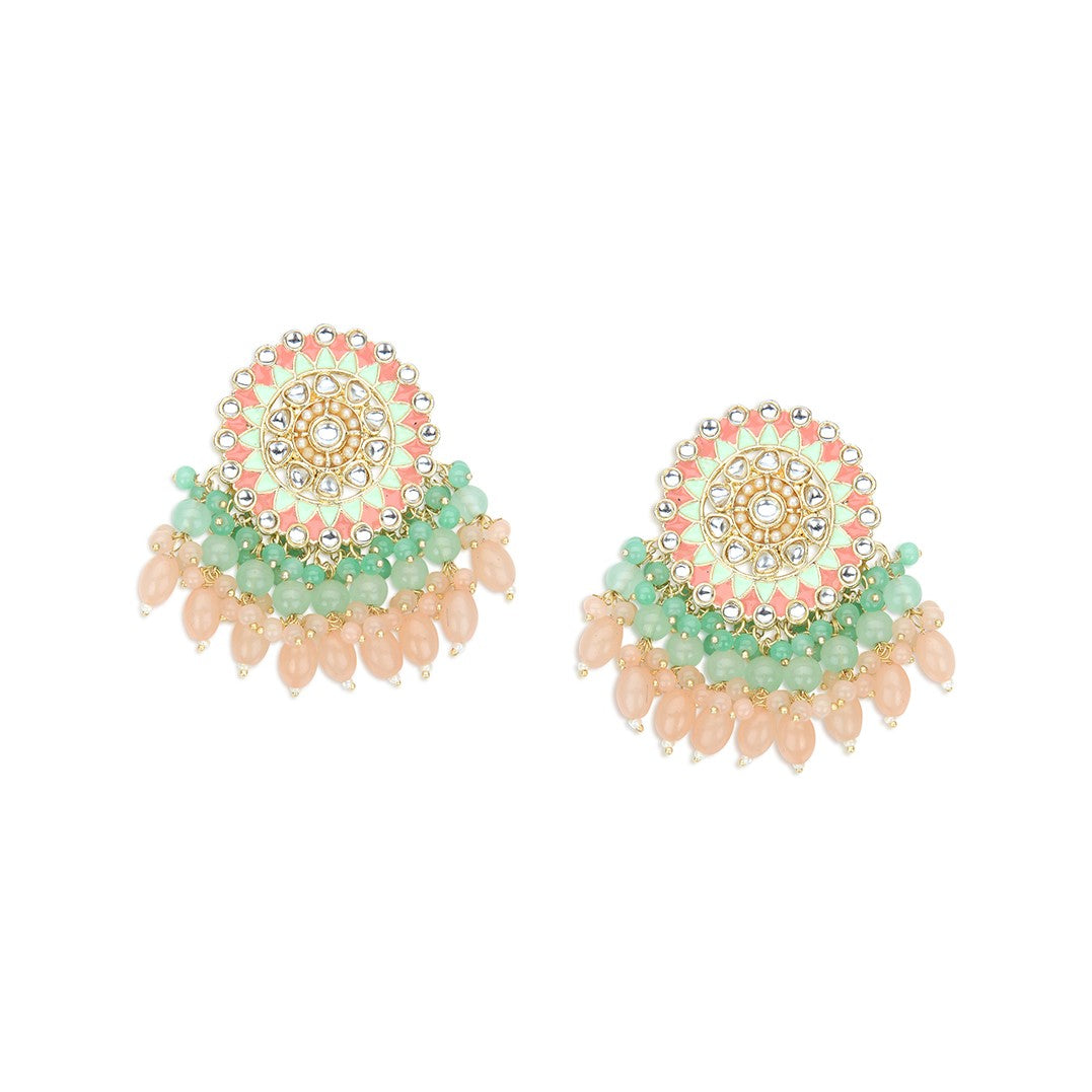 Laida Pink and Green Stud Earrings