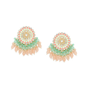 Laida Pink and Green Stud Earrings