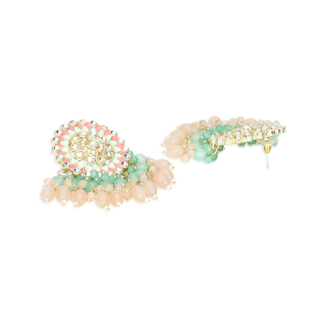 Laida Pink and Green Stud Earrings