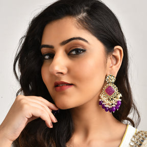 Gold Plated Purple Royal Earrings