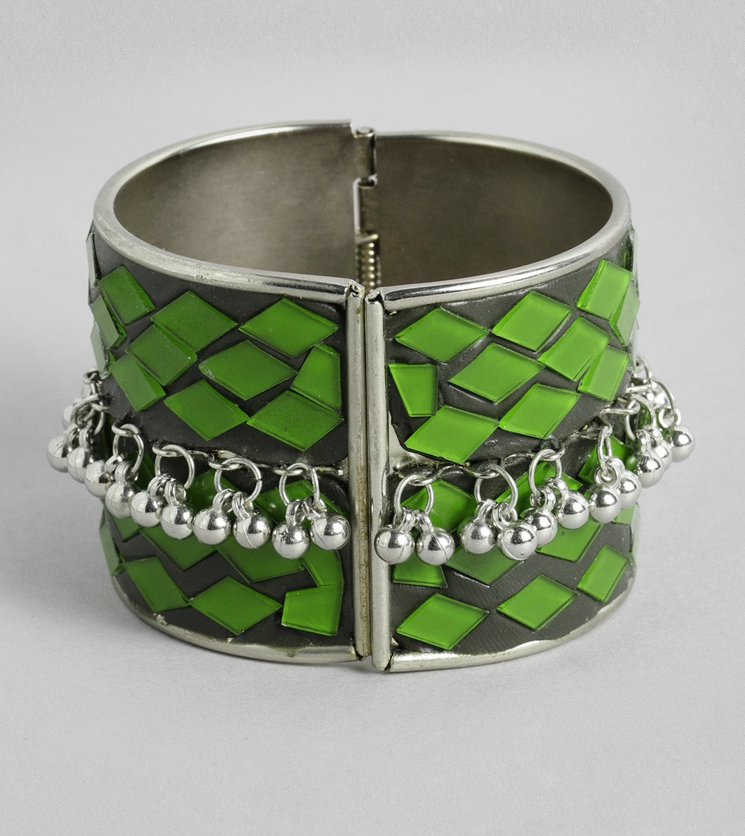 LAIDA Women Meenakari Silver-Plated Cuff Bracelet