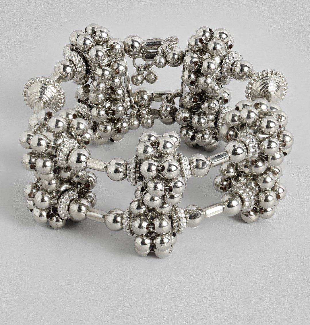 LAIDA Women Oxidised Silver-Plated Bangle-Style Bracelet