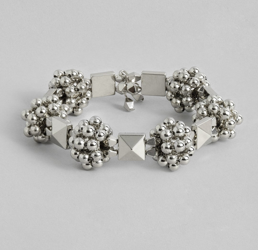 LAIDA Women Oxidised Silver-Plated Bangle-Style Bracelet