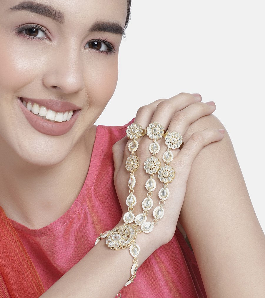 LAIDA Women Oxidised Gold-Plated Ring Bracelet