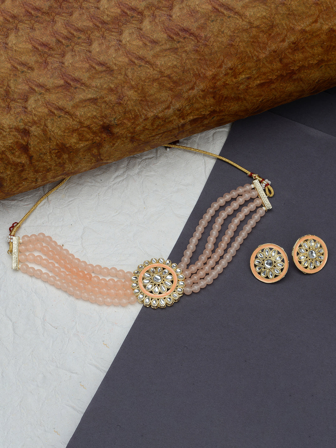 LAIDA Gold-Plated Kundan-Studded & Beaded Jewellery Set