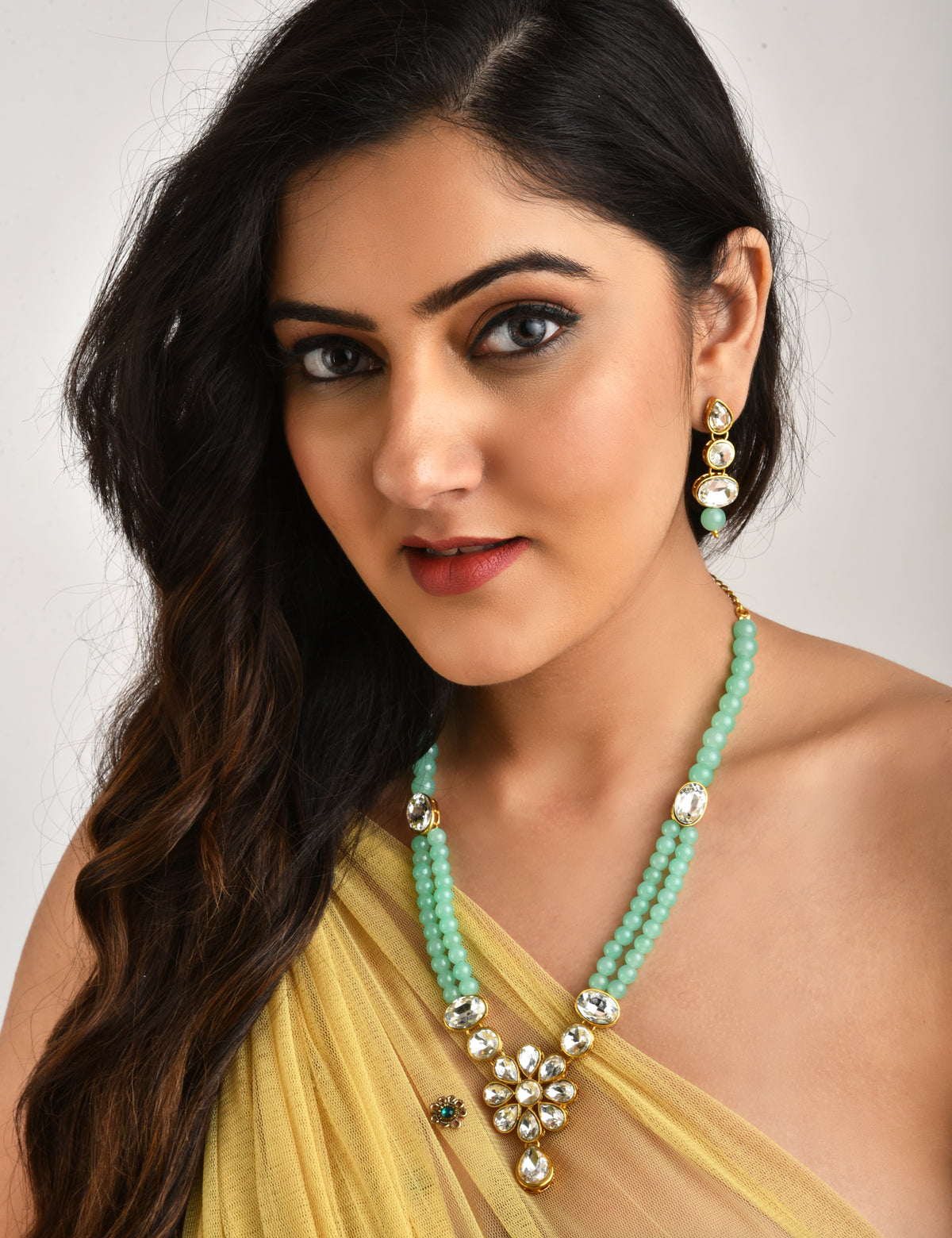 LAIDA Gold-Plated Kundan-Studded & Pearl Beaded Jewellery Set
