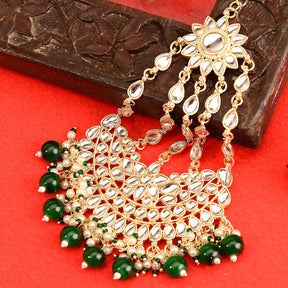 Laida Gold Plated Green Kundan Passa