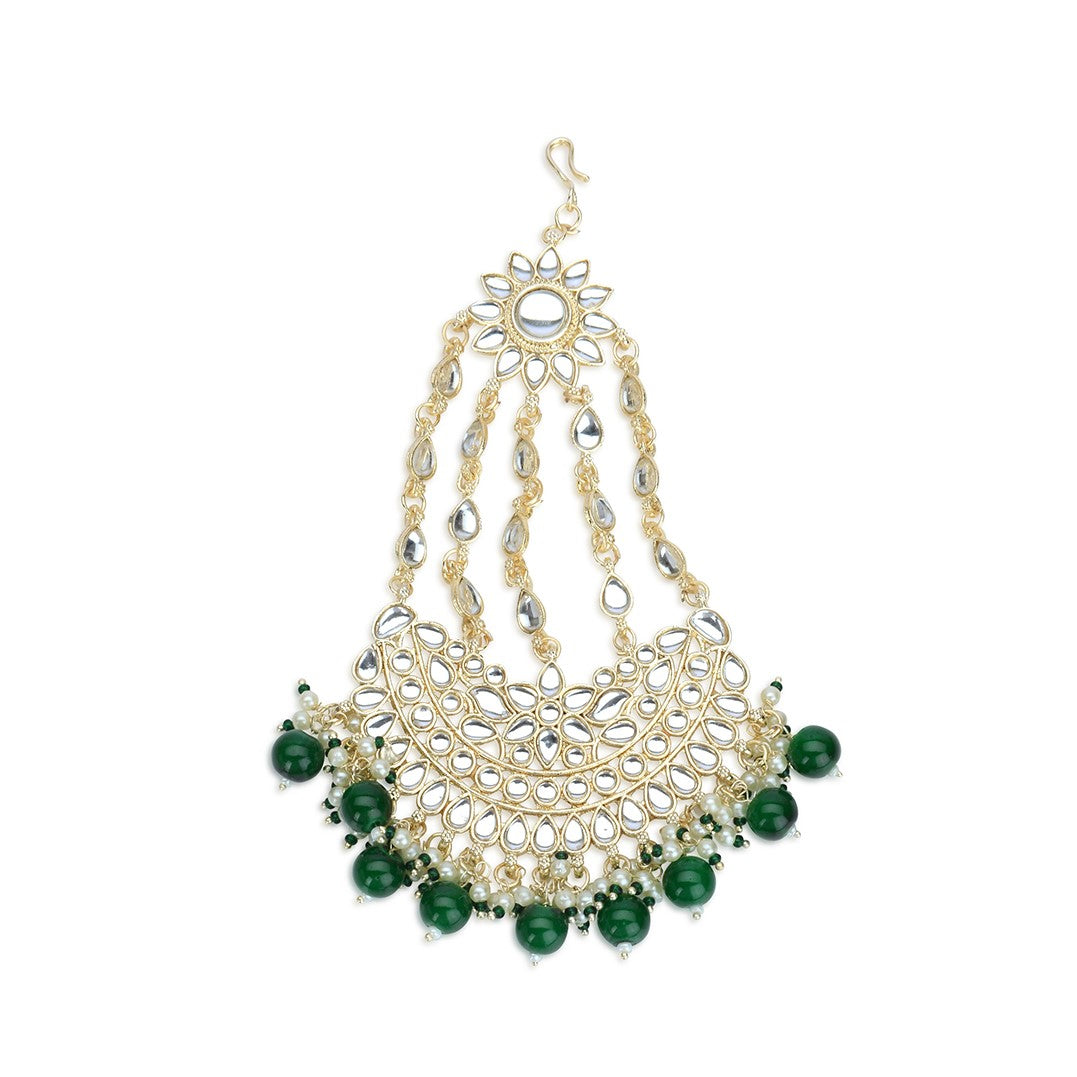 Laida Gold Plated Green Kundan Passa