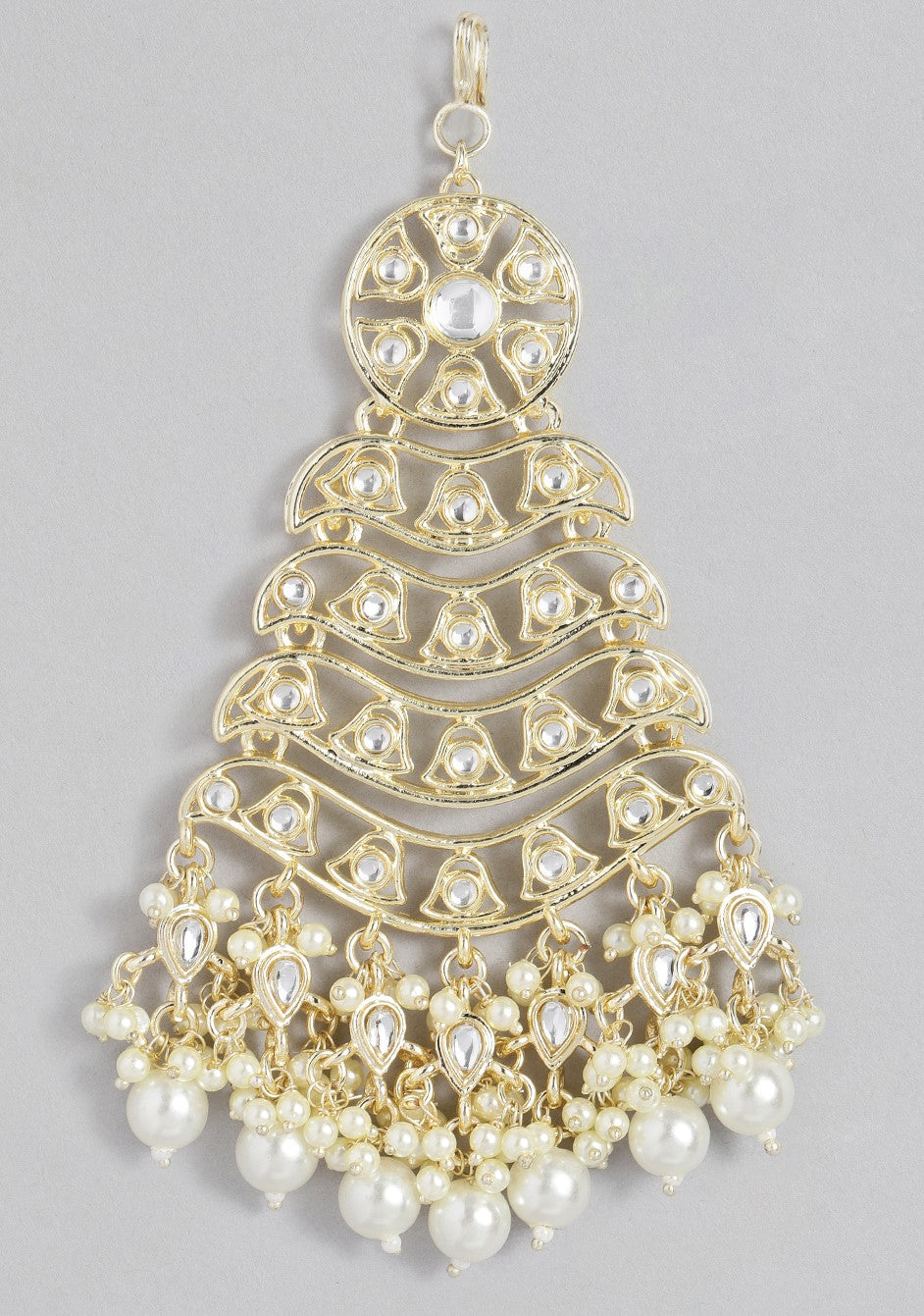 LAIDA Gold-Plated Artficial Stones-Studded Jhumar Passa Head Jewellery