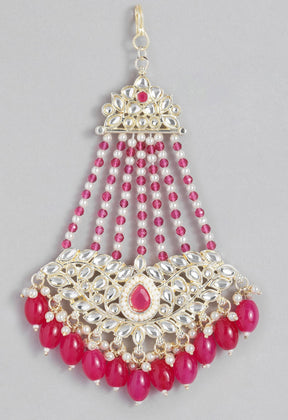 LAIDA Gold-Plated Artficial Stones-Studded Jhumar Passa Head Jewellery