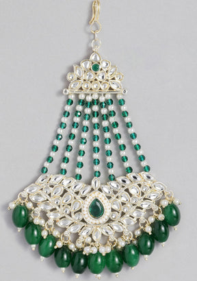 LAIDA Gold-Plated Artficial Stones-Studded Jhumar Passa Head Jewellery