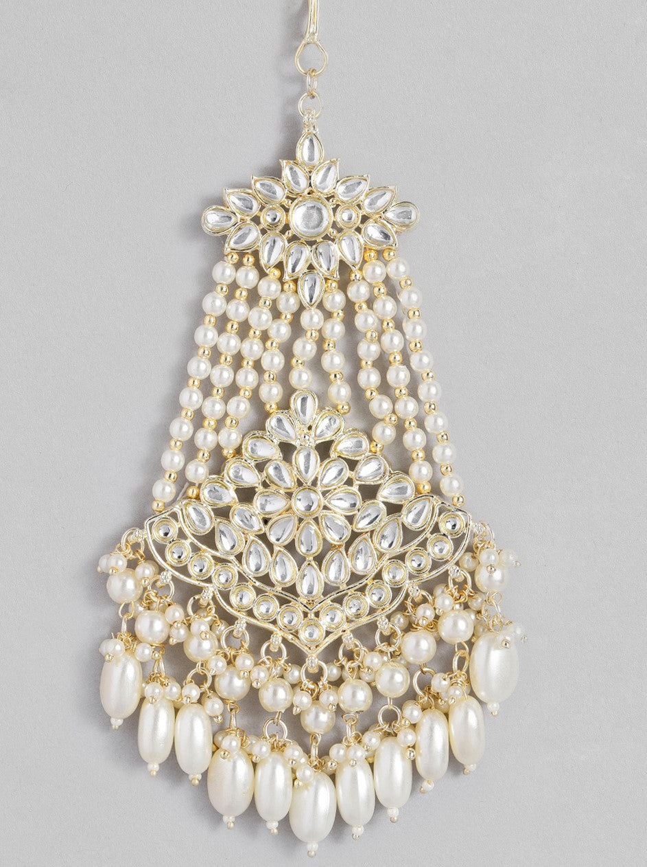 LAIDA Gold-Plated Pearls-Studded Jhumar Passa Head Jewellery