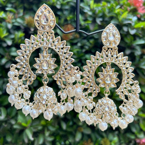 Gold Plated Chandbalis with Jhumka