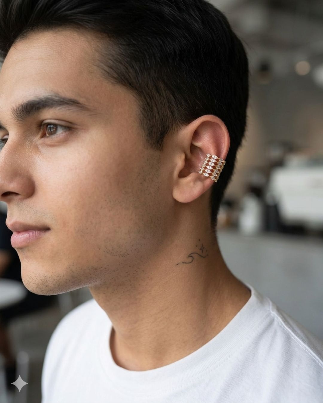 Golden Starlit Stone Unisex Ear Cuff