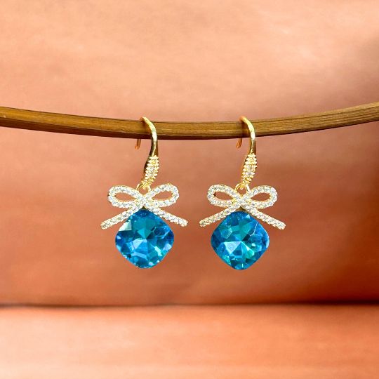 Opal Bow Earrings