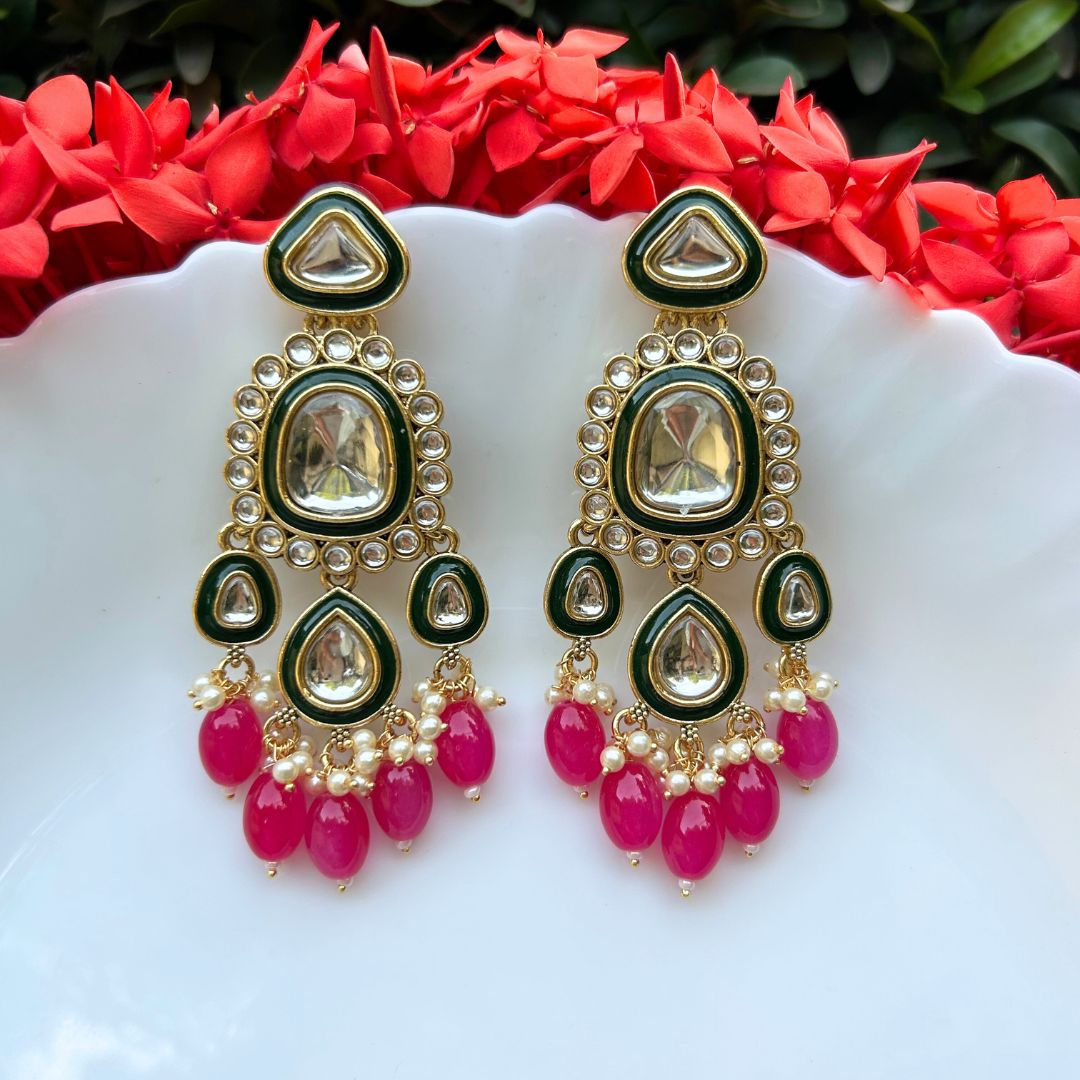 Fazeen Pink Kundan Chandbalis