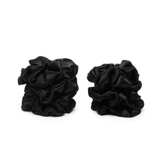 Set of 6 Silk Black Scrunchies