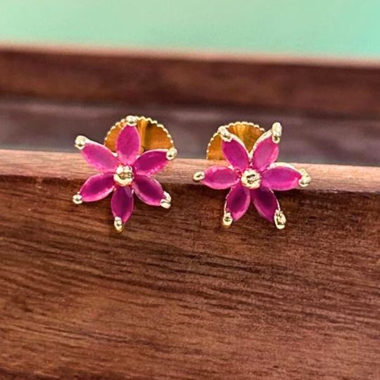 Floral Pink Stud Earrings