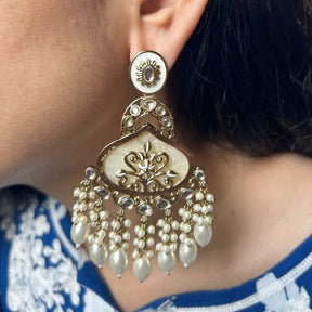 Anoma White Designer Chandbalis Earrings