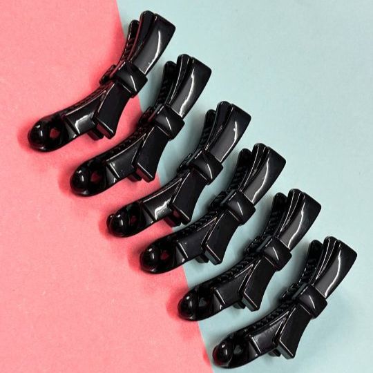 Women Set of 6 Black Bow Banana Clips