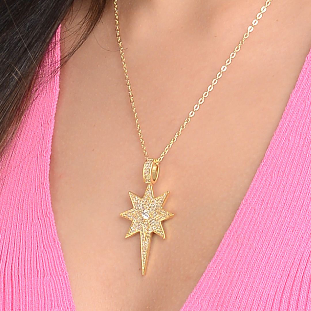 LAIDA Gold Plated Amercian Diamond Star Pendant