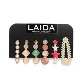 Laida Women Gold-Toned & Pink Set of 6 Embellished Alligator Hair Clip