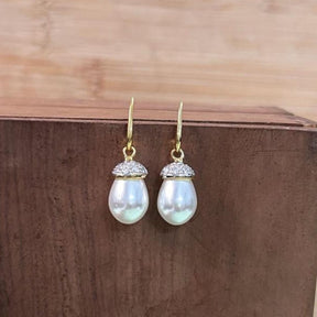 Grand Pearl CZ Drop Earrings