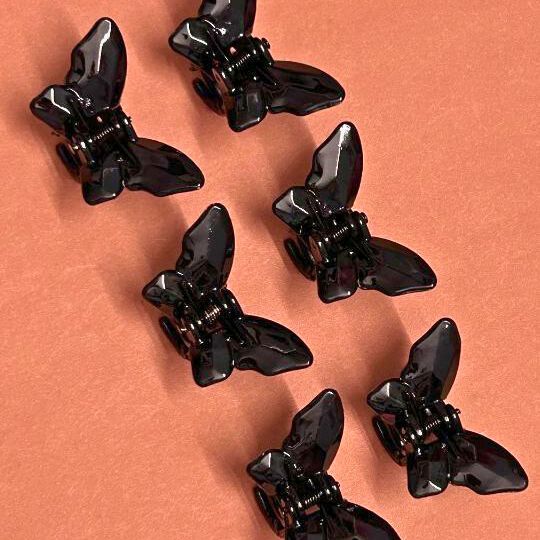 Women Set of 6 Black Claw Clips