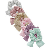 Women Set of 6 Bow Tie Knot Silk Satin Scrunchies