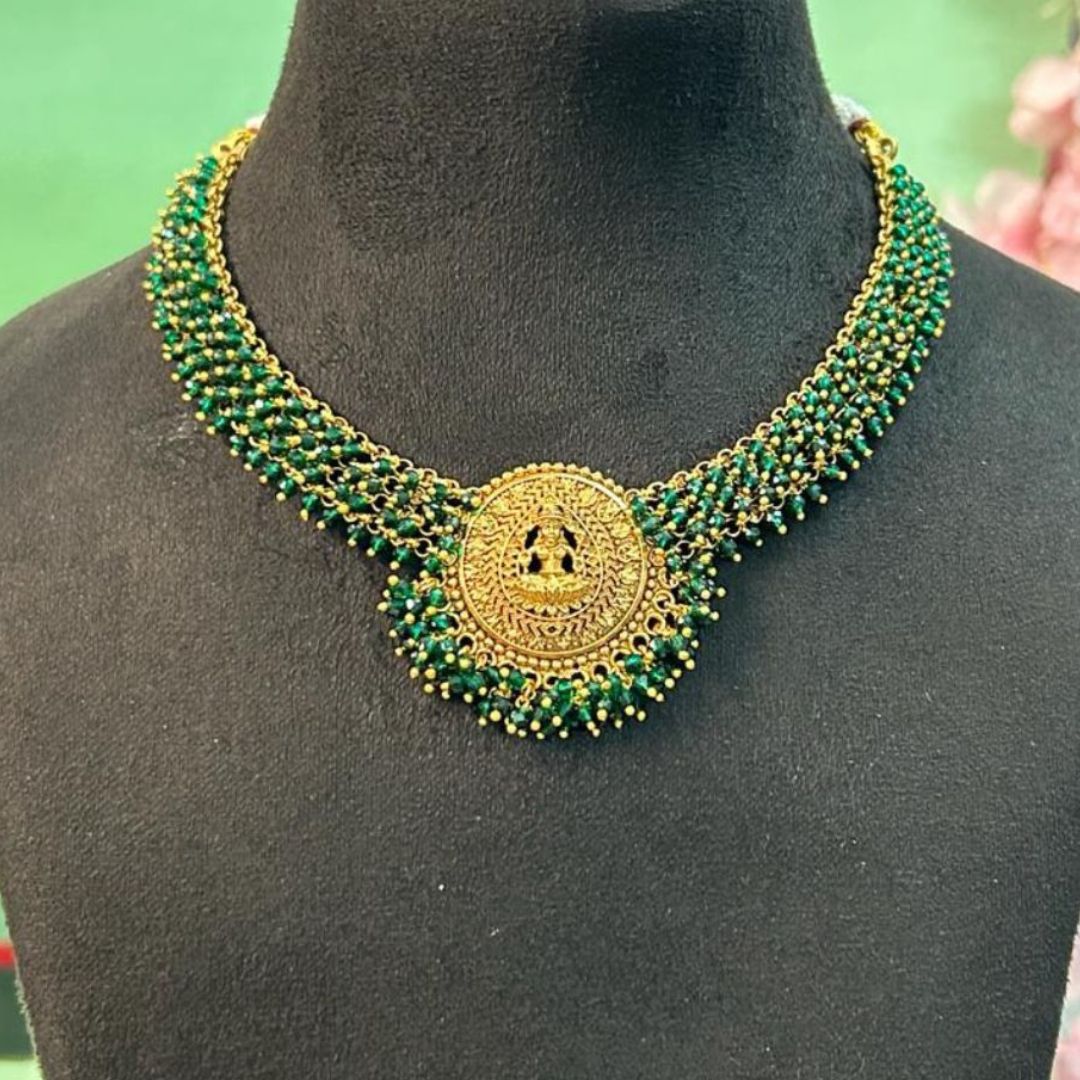 Aditi Green Ghungroo Necklace Set
