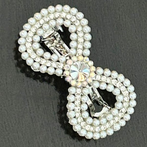 Silver Plated Pearl Beaded French Barrette