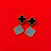 Clover Black Earring