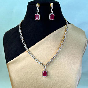 Alani Ruby American Diamond Necklace Set