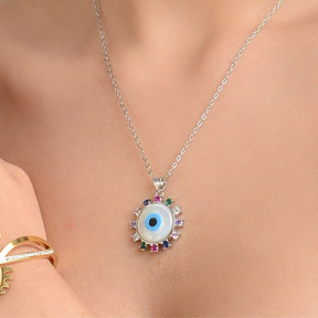 Silver Plated Evil Eye Multi-colored Pendant