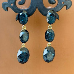 Paecock Blue Drop Gemstone Earrings