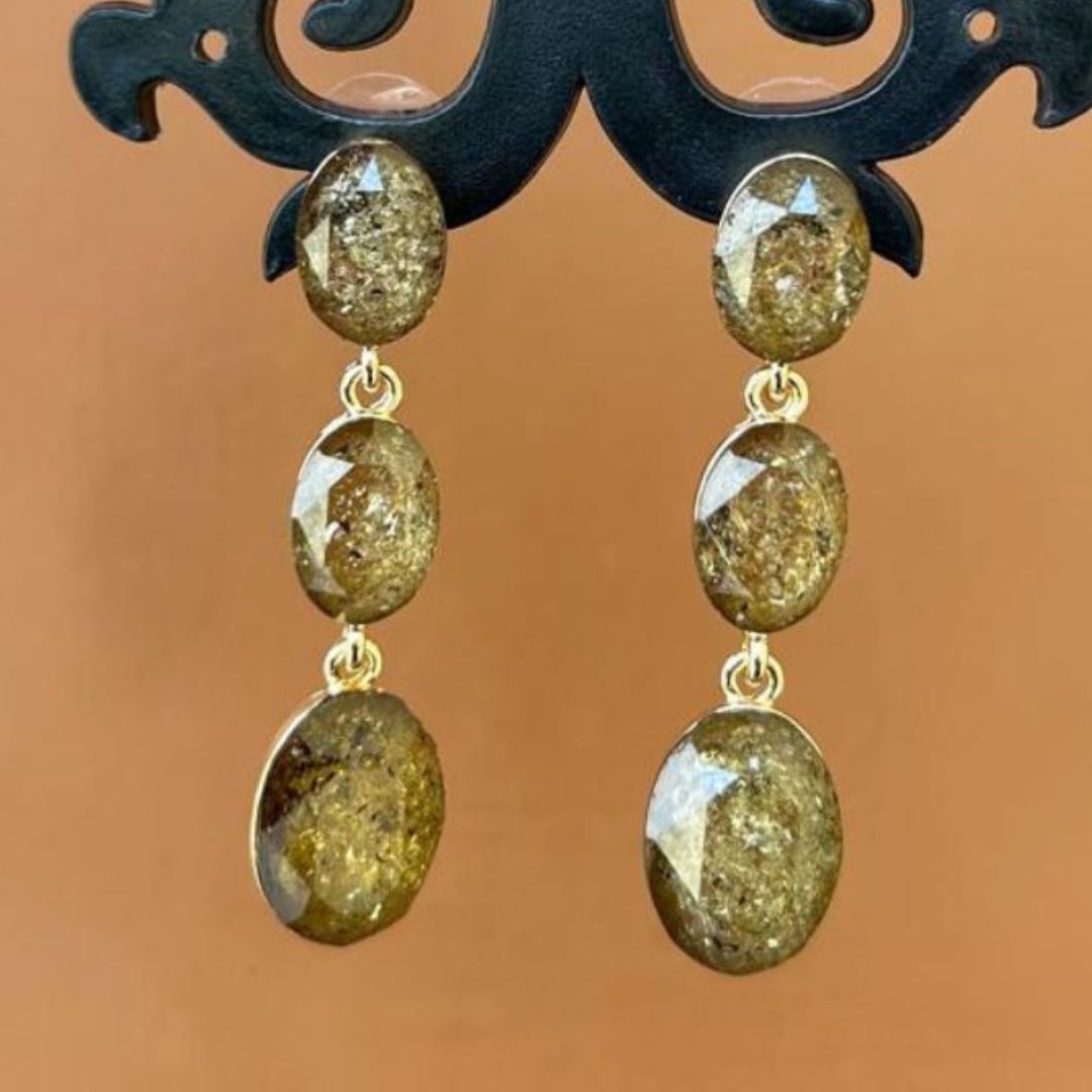 Olive Green Gemstone Earrings