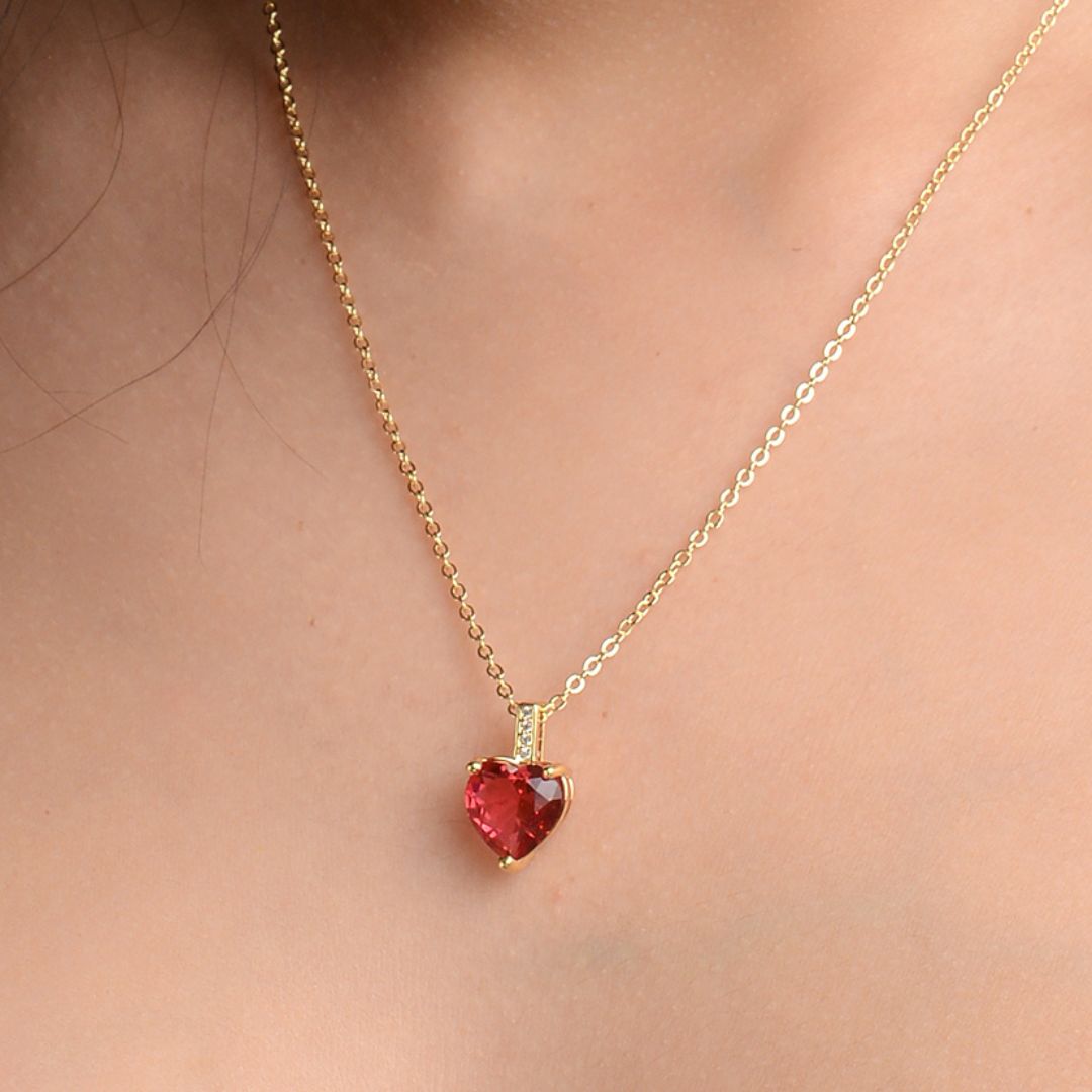 LAIDA Gold Plated Red Heart Pendant