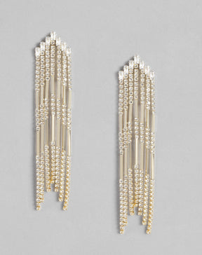Gold-Plated AD-Studded Classic Drop Earrings