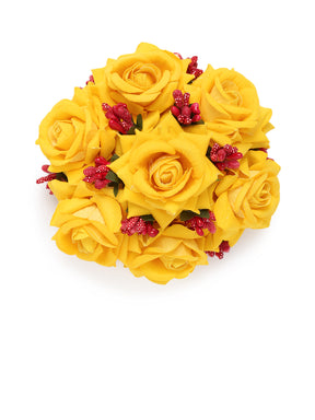 Women Yellow Embellished Floral Hair Bun Cover