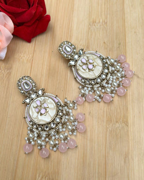 Ishani Baby Pink Designer Chandbalis Earrings