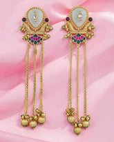 Rukhsar Red Stone Jhoomar Kashmiri Earrings