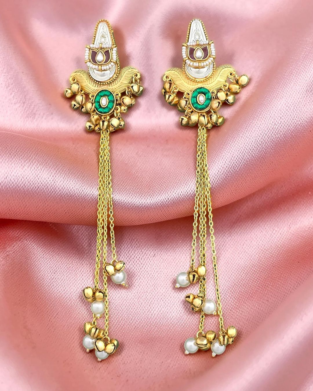 Zeenat Pearl Ghungroo Kashmiri Earrings