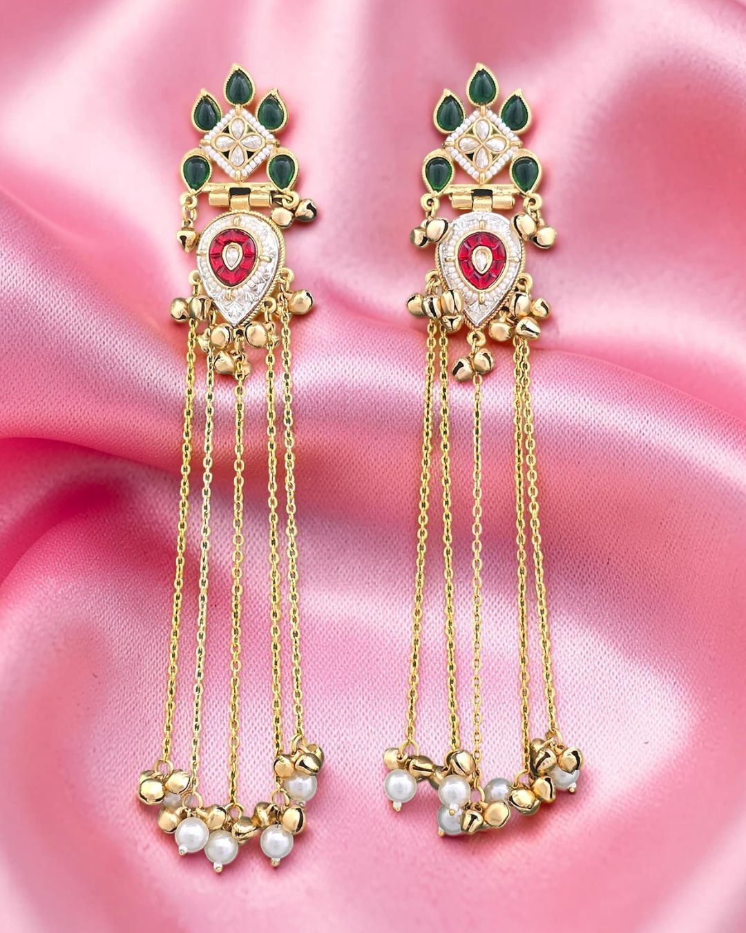 Rangrez Pearl Ghungroo Kashmiri Earrings
