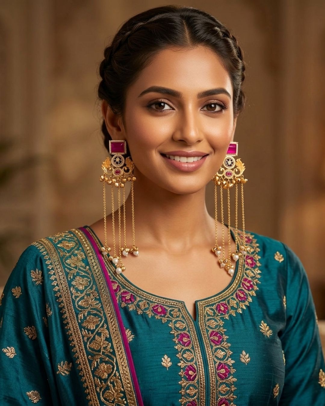 Afreen Pink Ghungroo Kashmiri Earrings