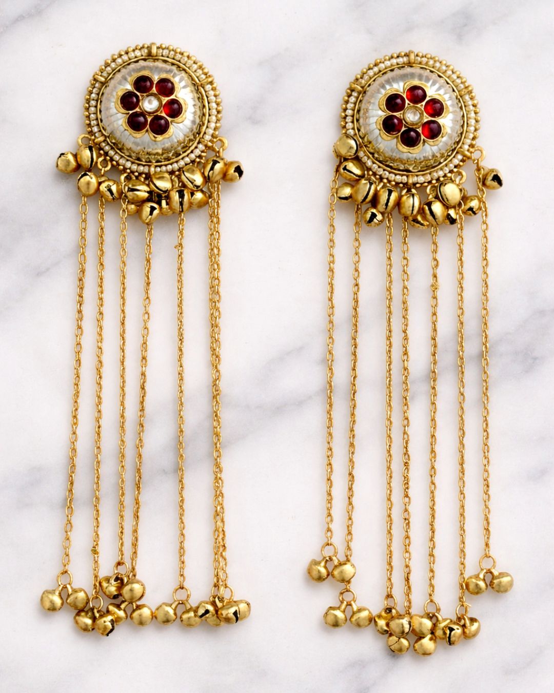 Zarika Flower Ghungroo Kashmiri Earrings