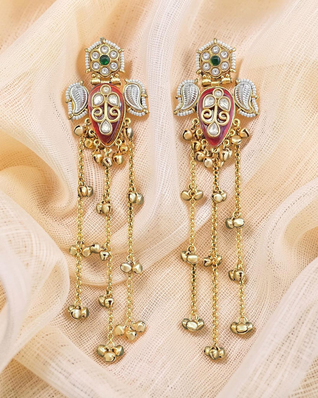 Nagma Red Ghungroo Kashmiri Earrings