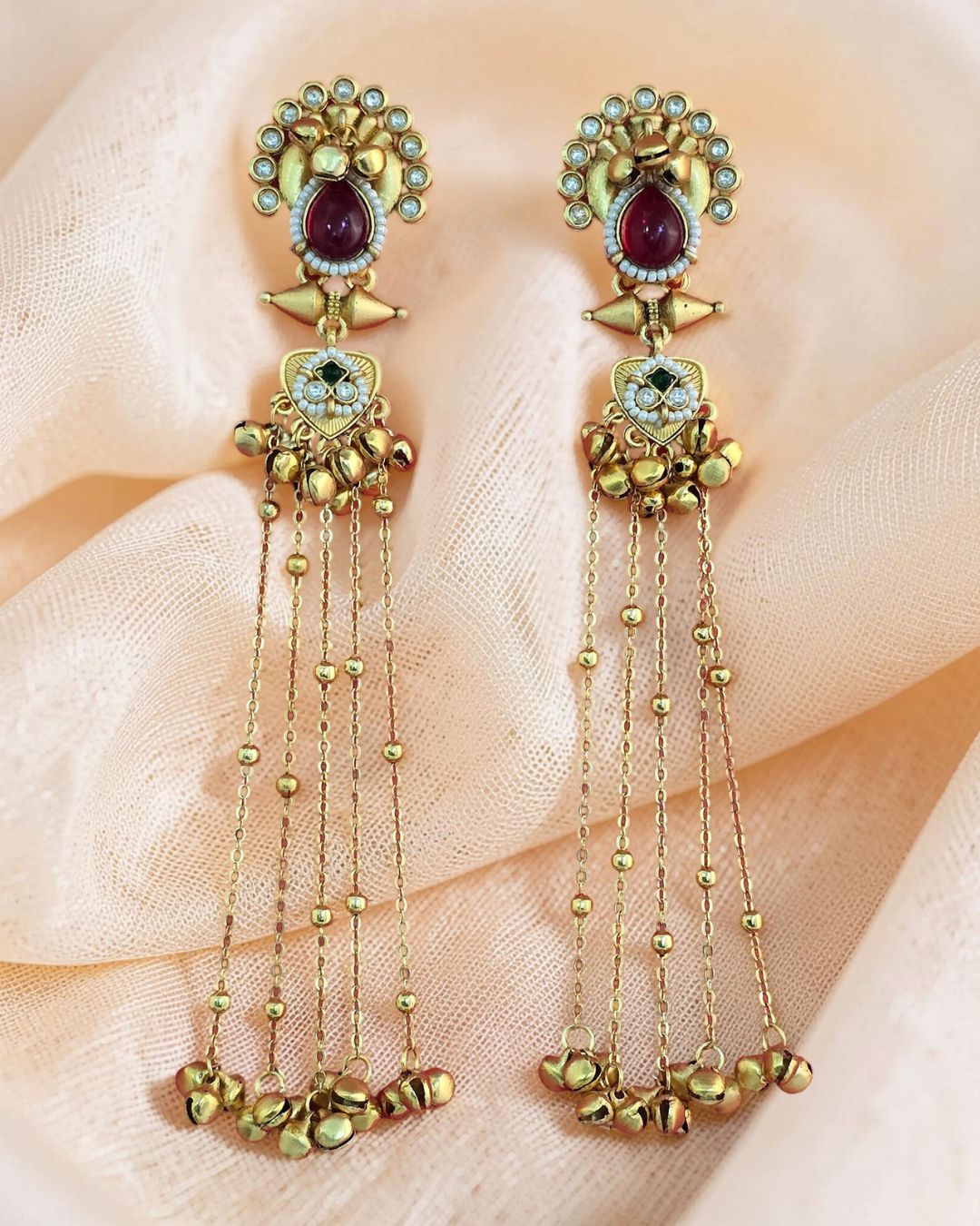 Fatima Ruby Ghungroo Kashmiri Earrings