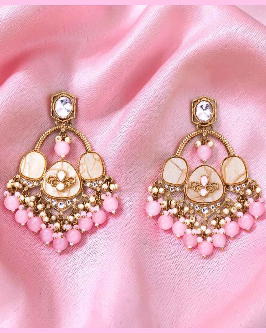 Vanya BabyPink Designer Chandbalis Earrings