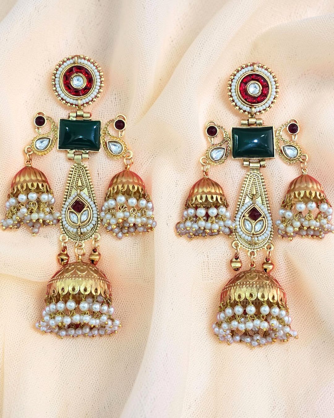 Gauhar Green Jhoomar Kashmiri Earrings